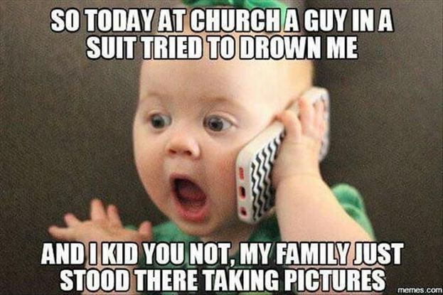 image of baby telling joke - humor